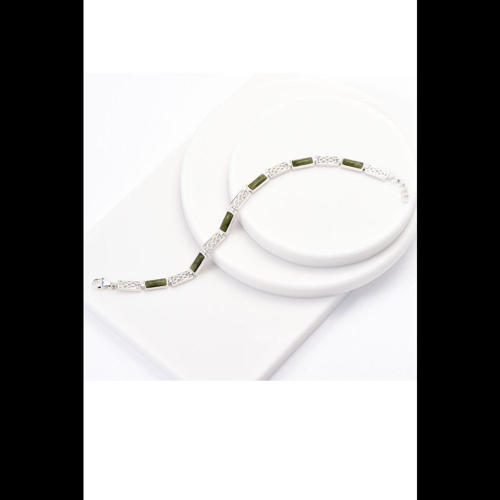 Connemara Marble Sterling Silver Celtic Link Bracelet